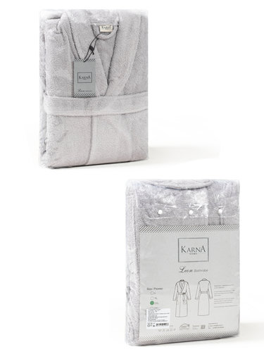 Халат мужской Karna LEON хлопковая махра серый XL, фото, фотография