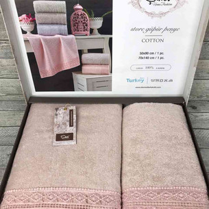 Подарочный набор полотенец для ванной 50х90, 70х140 Sikel KOZA хлопковая махра розовый