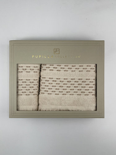 Набор полотенец для ванной в подарочной упаковке 50х90, 70х140 Pupilla STORY хлопковая махра V1, фото, фотография