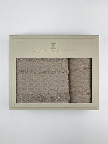 Набор полотенец для ванной в подарочной упаковке 50х90, 70х140 Pupilla STORY хлопковая махра V2, фото, фотография