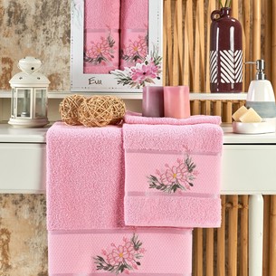 Подарочный набор полотенец для ванной 50х90, 70х140 Merzuka EVA хлопковая махра розовый