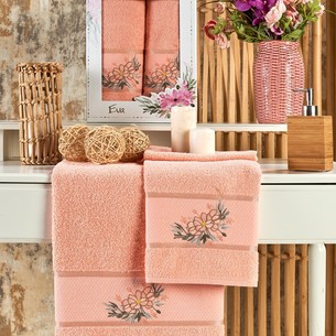 Подарочный набор полотенец для ванной 50х90, 70х140 Merzuka EVA хлопковая махра оранжевый