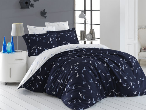 Постельное белье Karven LIBERTA хлопковый сатин navy blue 1,5 спальный, фото, фотография
