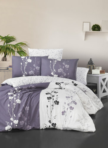 Постельное белье Karven CAMELIA хлопковый ранфорс lilac семейный, фото, фотография