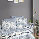 Постельное белье Karven DEER хлопковый ранфорс indigo 1,5 спальный, фото, фотография