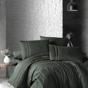 Постельное белье Karven STRIPE STYLE хлопковый сатин делюкс dark green евро