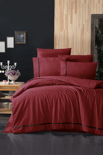 Постельное белье Karven DELUXE DARK ALISA хлопковый ранфорс red 1,5 спальный, фото, фотография