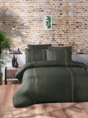 Постельное белье Karven DELUXE ELEGANT хлопковый ранфорс dark green 1,5 спальный, фото, фотография