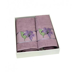 Подарочный набор полотенец для ванной 50х90, 70х140 Karven ZAMBAK хлопковая махра лиловый