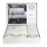 Подарочный набор полотенец для ванной 50х90, 70х140 Karven KANAVICE бамбуковая махра кремовый, фото, фотография