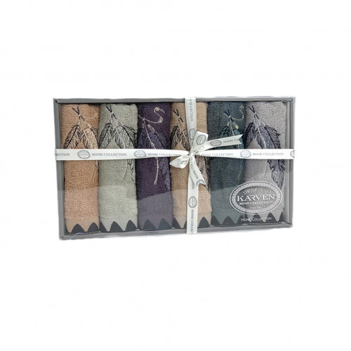 Подарочный набор полотенец-салфеток 30х50(6) Karven TUY NAKIS хлопковая махра, фото, фотография