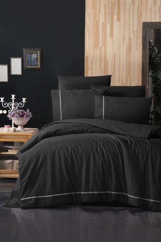 Постельное белье Karven DELUXE DARK ALISA хлопковый ранфорс black 1,5 спальный, фото, фотография