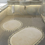 Набор ковриков для ванной Karven POST DOKUMA OVAL SACAKLI мех светло-бежевый, фото, фотография