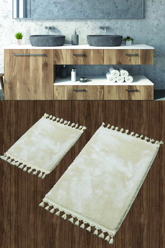 Набор ковриков для ванной Karven POST DOKUMA SACAKLI мех бежевый, фото, фотография