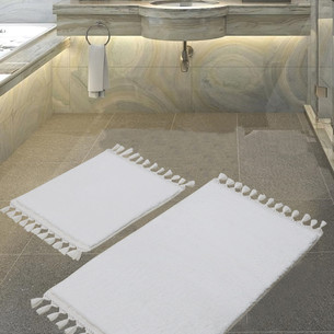 Набор ковриков для ванной Karven POST DOKUMA SACAKLI мех белый