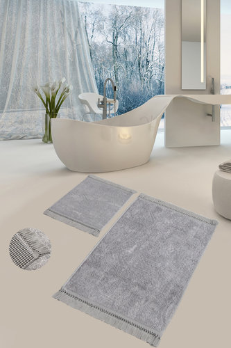 Набор ковриков для ванной Karven BUKET SACAKLI жаккард серый, фото, фотография