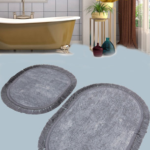 Набор ковриков для ванной Karven BUKET SACAKLI OVAL жаккард серый