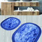 Набор ковриков для ванной Karven BUKET SACAKLI OVAL жаккард индиго, фото, фотография