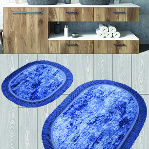 Набор ковриков для ванной Karven BUKET SACAKLI OVAL жаккард индиго