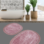 Набор ковриков для ванной Karven BUKET SACAKLI OVAL жаккард пудровый, фото, фотография