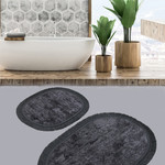 Набор ковриков для ванной Karven BUKET SACAKLI OVAL жаккард антрацит, фото, фотография