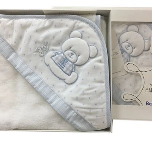 Детское полотенце-уголок Maison Dor DEAR PANDA хлопковая махра голубой 76х76