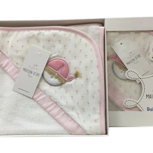 Детское полотенце-уголок Maison Dor LOVE BABY хлопковая махра розовый 76х76