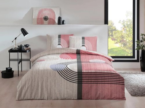 Комплект подросткового постельного белья TAC GENC MODASI ALEX хлопковый ранфорс пудра 1,5 спальный, фото, фотография