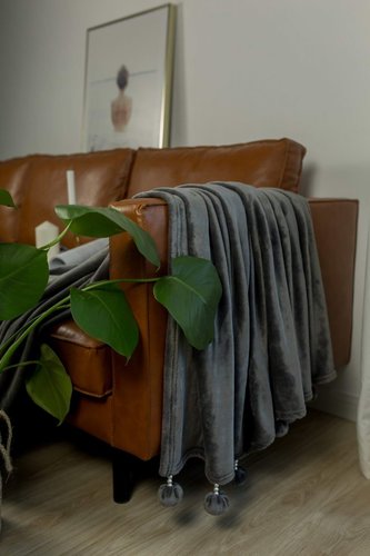 Плед-покрывало Sofi De Marko БУБОН-ЖЕМЧУГ велсофт стоун 160х220, фото, фотография