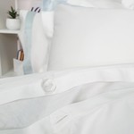 Постельное белье Tivolyo Home BANDA хлопковый люкс-сатин кремовый+бирюзовый 1,5 спальный, фото, фотография