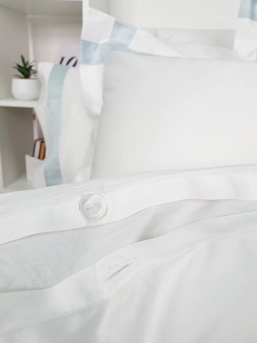 Постельное белье Tivolyo Home BANDA хлопковый люкс-сатин кремовый+бирюзовый 1,5 спальный, фото, фотография