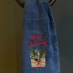 Полотенце-салфетка Tivolyo Home MERRY CHRISTMASS хлопковая махра синий 45х70, фото, фотография