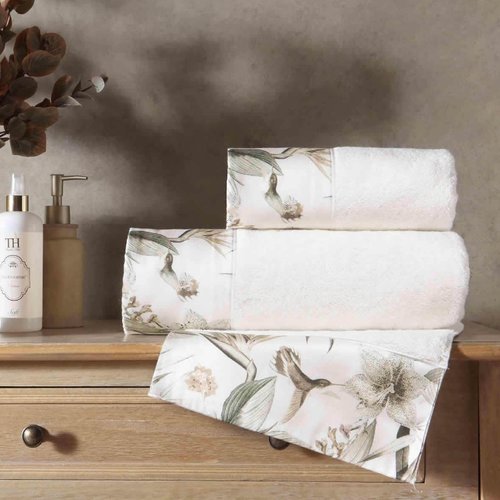 Подарочный набор полотенец для ванной 2 пр. Tivolyo Home LINOELLA хлопковая махра кремовый, фото, фотография