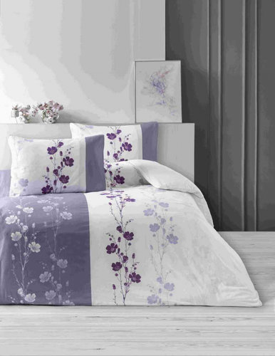 Постельное белье Efor RANFORCE FLORAL хлопковый ранфорс фиолетовый 1,5 спальный, фото, фотография