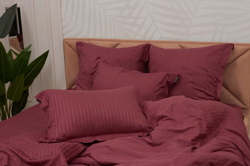 Постельное белье Sofi De Marko МОНЕ хлопковый сатин бордовый 1,5 спальный, фото, фотография