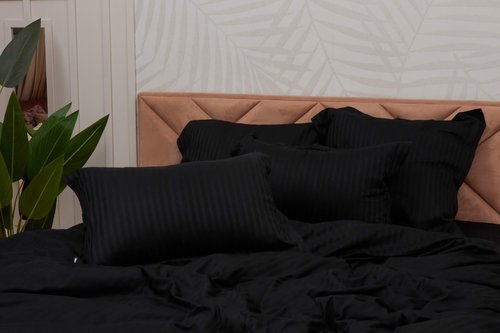 Постельное белье Sofi De Marko МОНЕ хлопковый сатин чёрный 1,5 спальный, фото, фотография