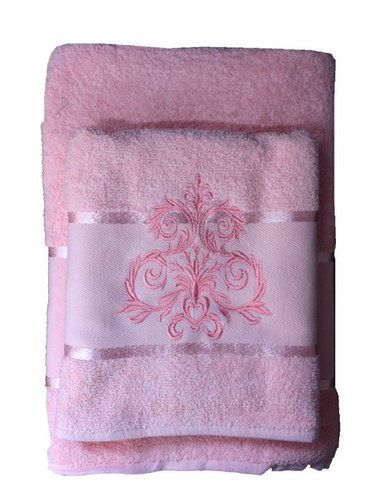 Подарочный набор полотенец для ванной 50х90, 70х140 Efor ORNAMENT хлопковая махра розовый, фото, фотография