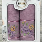 Подарочный набор полотенец для ванной 50х90, 70х140 Efor KANAVICE хлопковая махра пудровый, фото, фотография