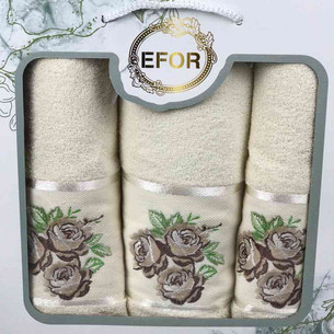 Подарочный набор полотенец для ванной 50х90(2), 70х140(1) Efor GUL хлопковая махра кремовый