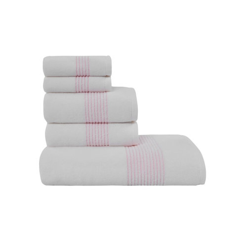 Набор полотенец для ванной в подарочной упаковке 5 пр. Soft Cotton AQUA хлопковая махра розовый, фото, фотография