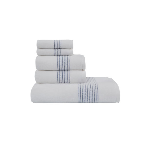 Набор полотенец для ванной в подарочной упаковке 5 пр. Soft Cotton AQUA хлопковая махра синий, фото, фотография