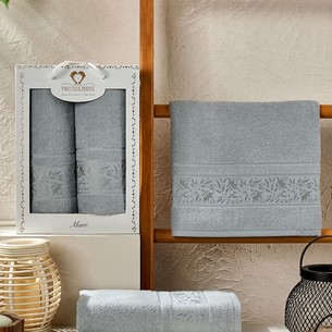 Подарочный набор полотенец для ванной 50х90, 70х140 Two Dolphins MARI хлопковая махра светло-серый