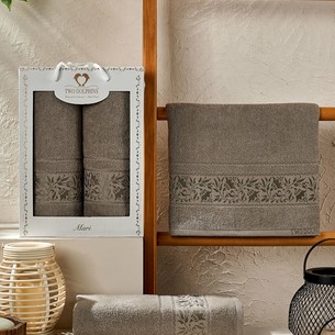 Подарочный набор полотенец для ванной 50х90, 70х140 Two Dolphins MARI хлопковая махра серый