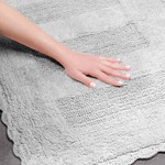 Набор ковриков для ванной Karna LENA вязаный хлопок 50х70, 60х100 светло-серый, фото, фотография