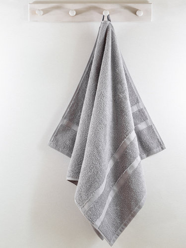 Полотенце для ванной Karna CLARIY хлопковая махра серый  70х140, фото, фотография