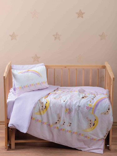 Постельное белье для новорожденных Cotton Box KUZU хлопковый ранфорс лиловый, фото, фотография