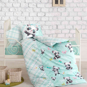 Постельное белье для новорожденных Cotton Box PANDA хлопковый ранфорс ментоловый