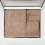 Набор полотенец для ванной в подарочной упаковке 2 пр. Pupilla GLORY бамбуковая махра V4, фото, фотография