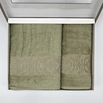 Набор полотенец для ванной в подарочной упаковке 2 пр. Pupilla GLORY бамбуковая махра V5, фото, фотография