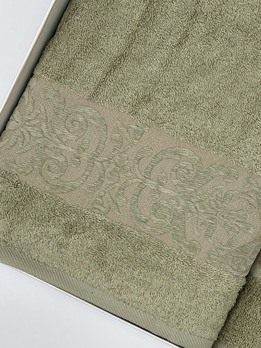 Набор полотенец для ванной в подарочной упаковке 2 пр. Pupilla GLORY бамбуковая махра V5, фото, фотография